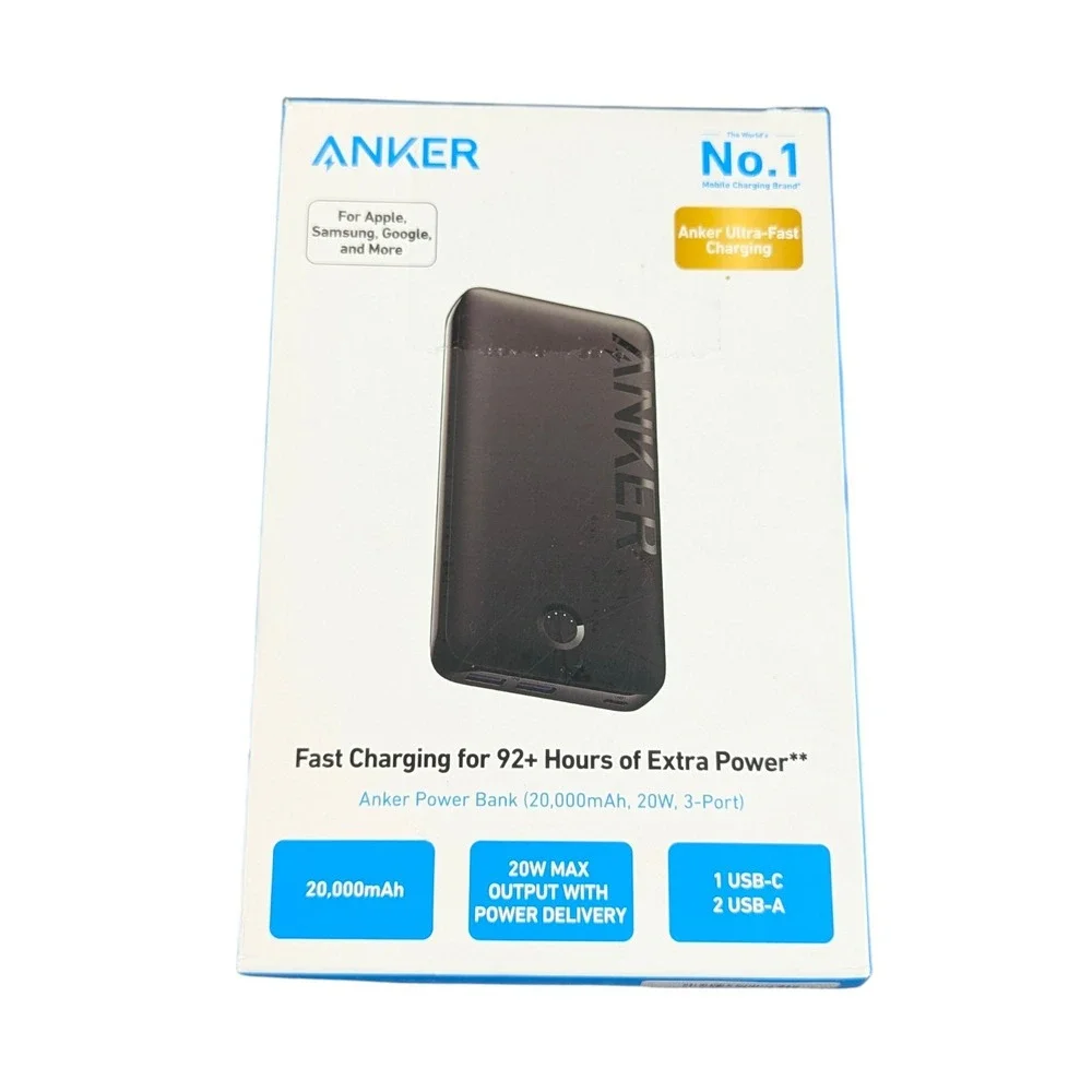 Cc5Uf Anker‎ Power Bank 20000mAh, 20W, 3-Port,USB-C & 2 USB-A) W/PD Black Read⬇️